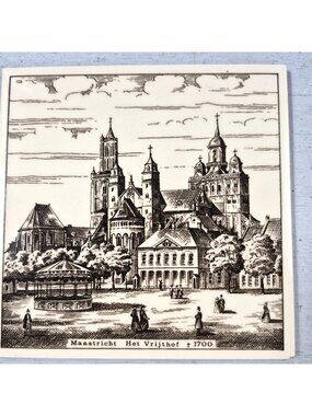 Vintage Maastricht Het Vrijthof 1700 Ceramic Tile Schoonhoven Holland Germany